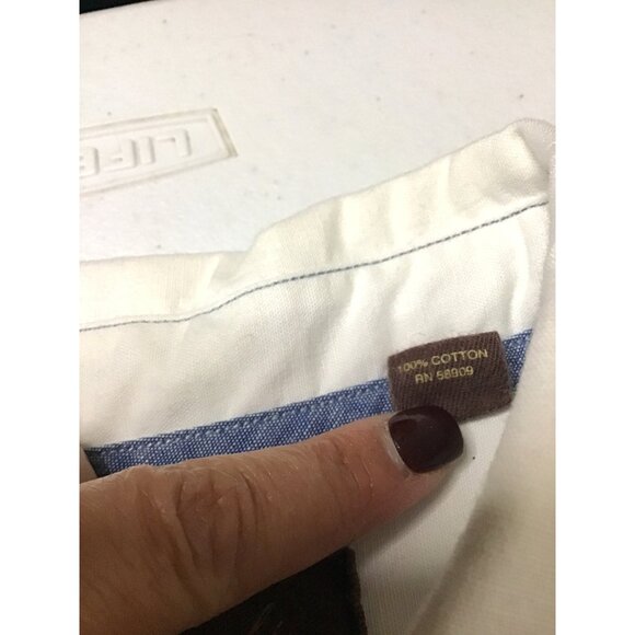 ROUNDTREE & YORKE CASUAL- MENS COTTON LONG SLEEVE BUTTON FRONT SHIRT SIZE LARGE - Picture 4 of 7